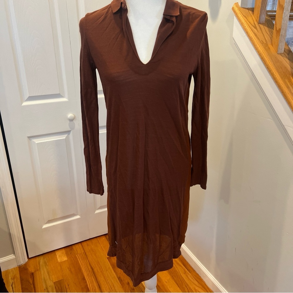 Vintage Lacoste Long Sleeved Brown Dress size 34